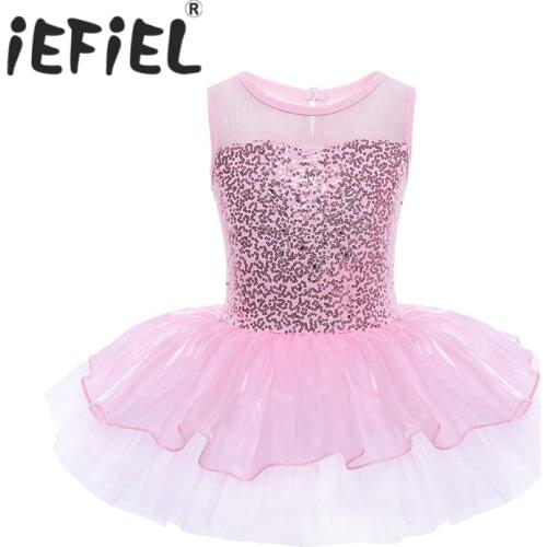 2018 Newest Fashion Sequins Sleeveless Cute Girl Leotard Toddler Ballet Tutu Dance Dress Kids Costume Performance Fancy Clothes