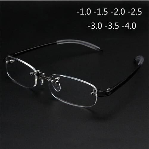 New Frameless Myopic Glasses Men Women Ultralight Rimless Frame Short-sight Spectacles Nearsighted Eyeglasses 100 ~ 400 degrees