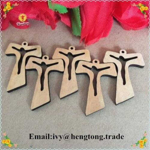 Wholesale natural color wood rosary accessory, rosary cross pendant,mini wood cross, religious rosary crucifix without vanish