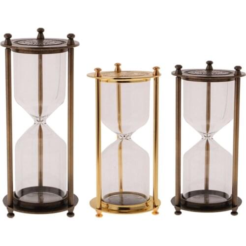 1Pc Retro Metal Frame Empty Hourglass Sandglass Sand Timer for Office Home Room Decor Birthday Christmas Novelty Gift Prize