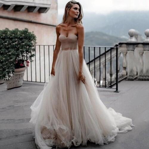 Eightale A-Line Ivory Tulle Wedding Dresses Sexy Sweetheart Wedding Gown Elegant Beach Bridal Dress Vestido de novia de tul 2021