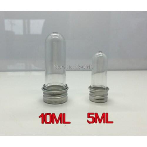5ML 10ML test tube with aluminum cap clear plastic cosmetic tube, Candy Cosmetic Case F379