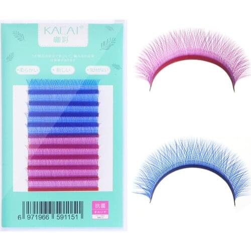 YY Shape lash blue +purple colors Individual Eyelash Extensions Faux Mink Natural and Soft Lash Premade Fans Volume Lashes