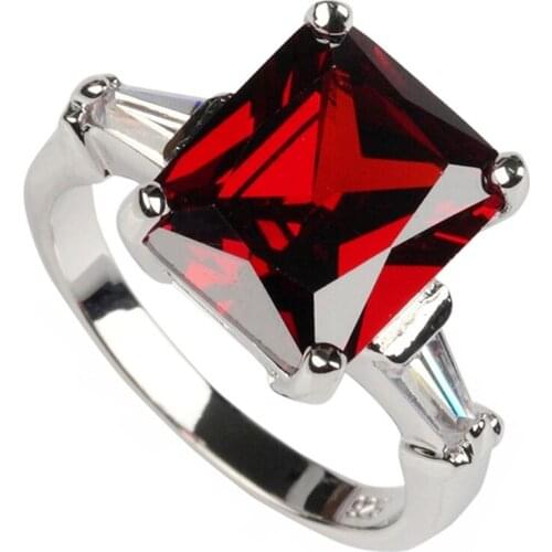 SHUNXUNZE charm Wedding rings Jewelry & Accessories for women Explosion models Red Cubic Zirconia Rhodium Plated R130 size 6 7 8