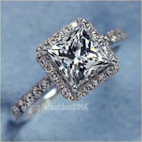 Size5-10 choucong High quality Fashion Jewelry Princess Cut AAA Cubic Zirconia CZ Women Wedding Engagement Band Finger Ring Gift