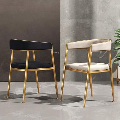 Nordic Light Luxury Dining Chair Home Furniture Chair Modern Minimalist Leisure Ins Gold/PU Chair Hotel Dining Room Design Chair