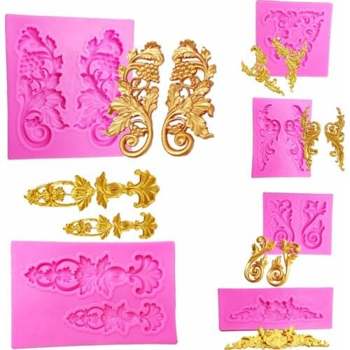 Elongated Hollow flower lace chocolate wedding cake decorating tools DIY baking fondant lace border silicone mold T0358
