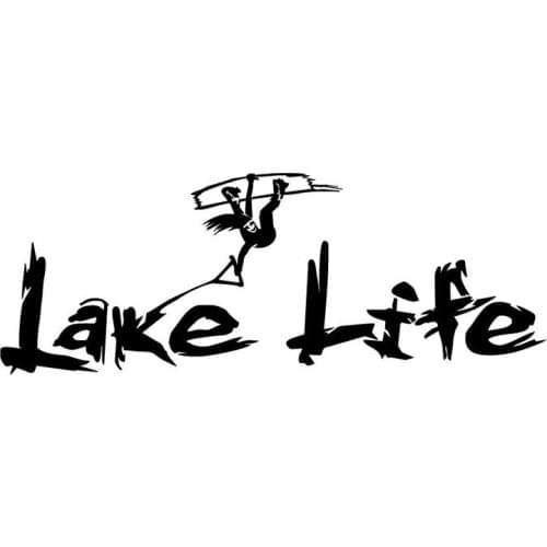 18*6.7CM Girl Wake Board LAKE LIFE Vinyl Car Sticker Creative Text Accessories