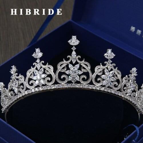 HIBRIDE High Quality Copper Headband Hair Accessories Women Wedding Crown Tiaras For Bride Gifts C-22