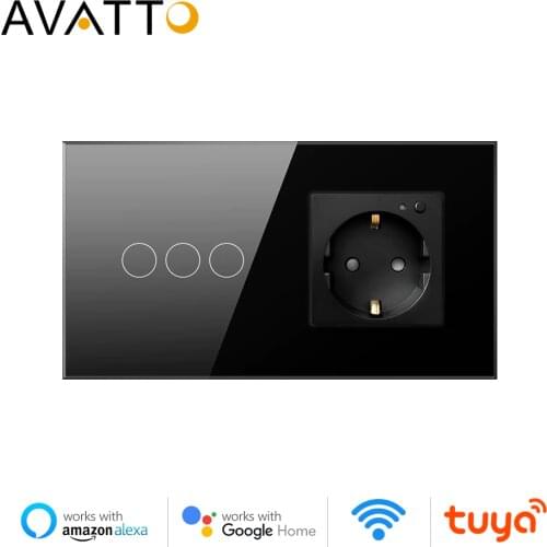 AVATTO Tuya WiFi Light Switch+16A Smart Wall Outlet Combo, Smart Life APP Remore Control WiFi Socket Work with Alexa,Google Home
