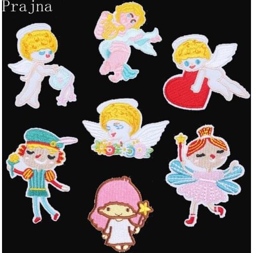 Prajna Japan Small Angel Patch Iron On Patches Christmas Cute Cheap Embroidered Patches For Clothes Baby Kid Sewing DIY Handmade