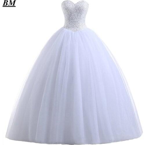 New Stock White Cheap Quinceanera Dresses 2019 Ball Gown Beaded Sweet 16 Dresses Formal Prom Party Gown Vestido De 15 Anos BM40
