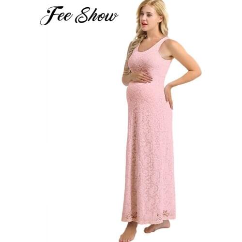 Women Maternity Long Length Maxi Photography Dress Vestido Longo Lace Overlay Sleeveless Maxi Dresses Pregnant Photography Dress