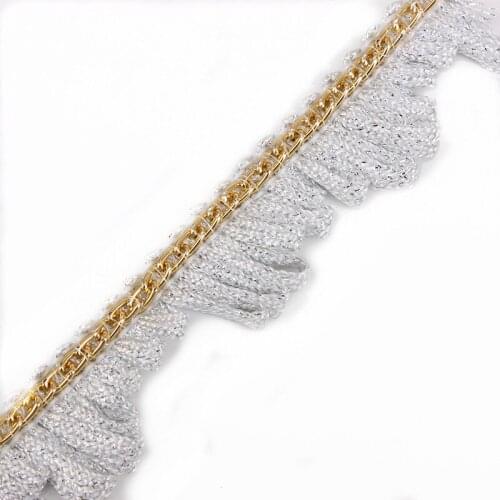 10yard Braided Silver Gold Chain Lace Trimming Lace Ribbon Trim Motif Bridal Applique Venice Sewing Supplies for DIY Cloth T1606