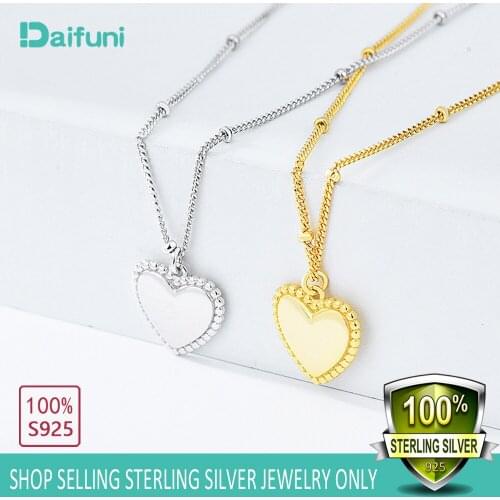100% 925 Sterling Silver Fashion Heart-shaped Pendant Necklace Elegant Womens Wedding Clavicle Chain Jewelry Valentines Gifts
