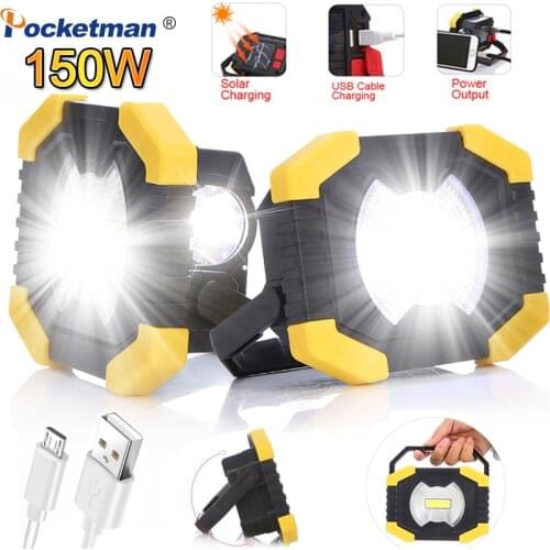 150W Led Portable Spotlight 10000lm Super Bright Led Work Lamp Rechargeable for Outdoor Camping Lampe Led Flashlight