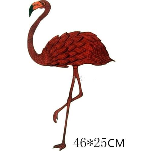 46 * 25 cm Large Crane Bird Patch Animal Embroidered Patches Sew on Motif Applique DIY accessory