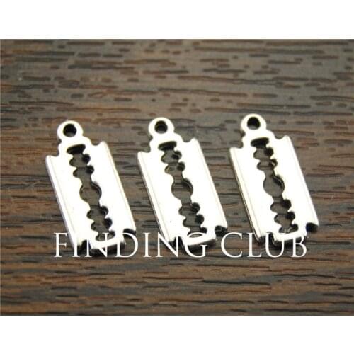 50 pcs Razor Blade Charms Silver Color Tibetan Tone Double Sided DIY Metal Bracelet Necklace Jewelry Findings A1143