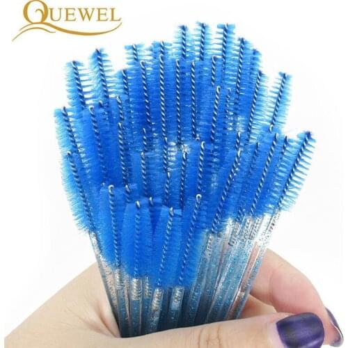 Quewel 50 PCS Disposable Eyelash Brushes New Eyebrow Mascara Applicator Wand Individual Eyelashes Extension Flash Makeup Tools