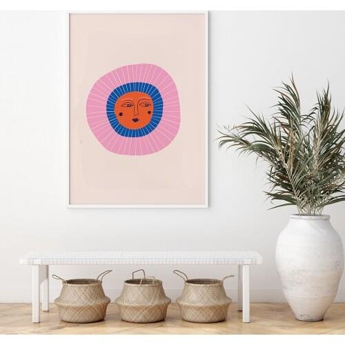 Boho Abstract Geometric Sun Rising Minimalist Canvas Painting Wall Art Pictures Posters Print Interior Living Room Home Decor