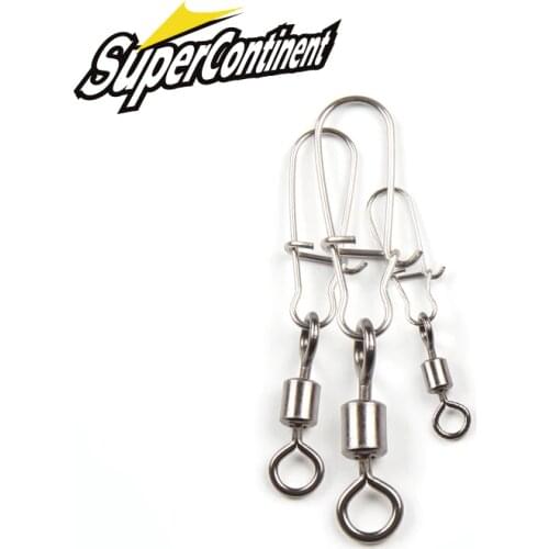 Supercontinent 50PCS Pike Fishing Accessories Connector Pin Bearing Rolling Swivel Stainless Steel Snap Fishhook Lure