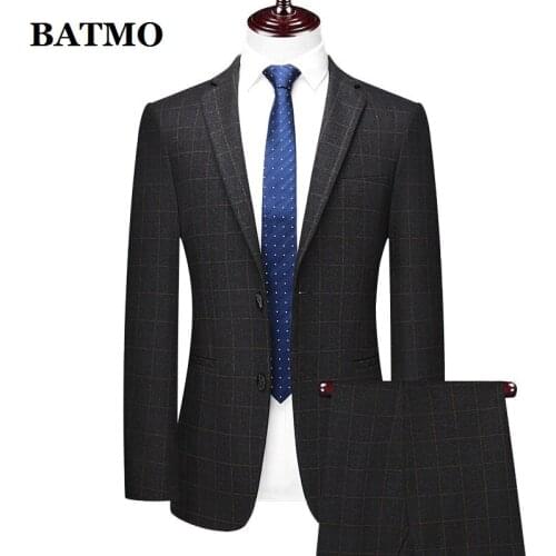 BATMO 2021 new arrival high quality plaid suits men,male wedding dress,plus-size M-4XL 8955