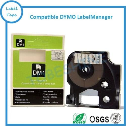 Free shipping 3pcs dymo d1 12mm black on clear 45010 label tape compatible DYMO label machine