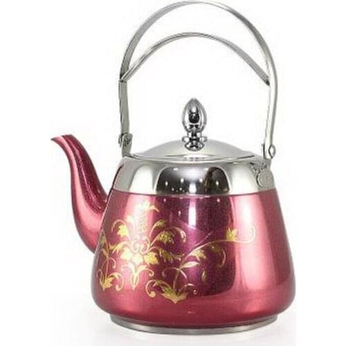 With Tea Filter Stainless Steel Water Kettle Flower Pattern Palace Tea Pot Thicker Bottom Kung Fu Tea Kettle Coffee Pot