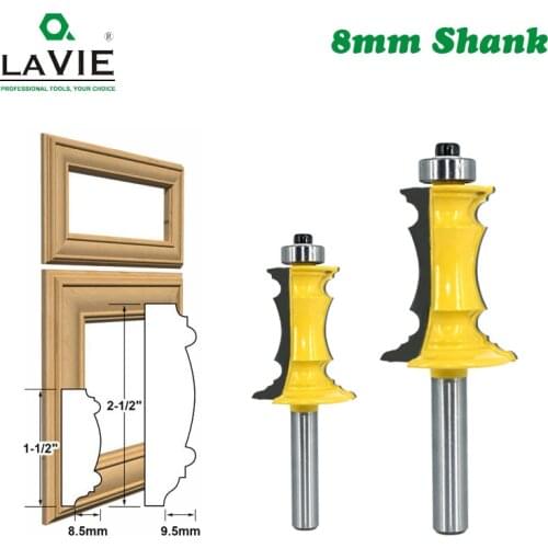 LAVIE 8mm Shank Mitered Door Drawer Molding Router Bits Handrail Line Tenon Milling Cutter For Woodworking Tools MC02165