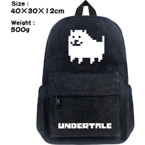 Undertale Sans Zipper Backpack Canvas School Bag Black Teenager Shoulder Bag Packsack Laptop Bag Student Book Bag Travel Bag