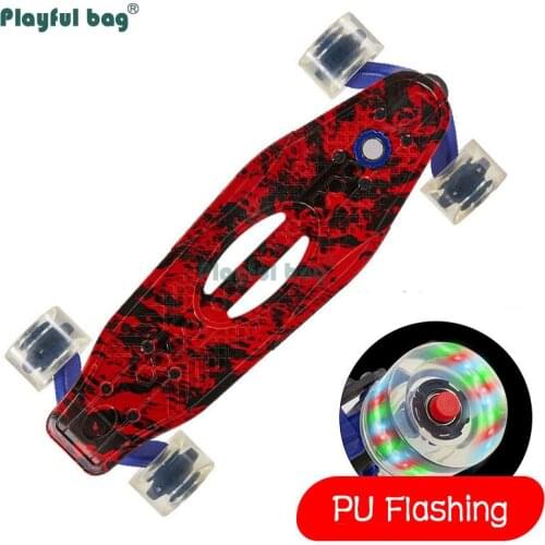 Playful Bag Four-wheel Skateboard for Beginner Metal Bearings Engineering plastics Children Skate Board Flashing Wheels MA17