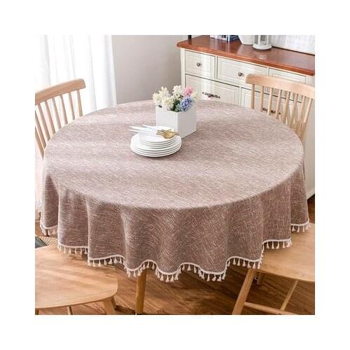 American pastoral round tablecloth tablecloth, solid color cotton and linen round coffee table cloth