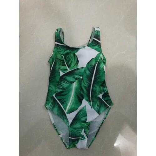 Summer Toddler Kids Baby Boys Girls Swimwear Green Leaf High Neck Bohemia Swimsuit Tankini Beachwear Swimming One-Piece Suits