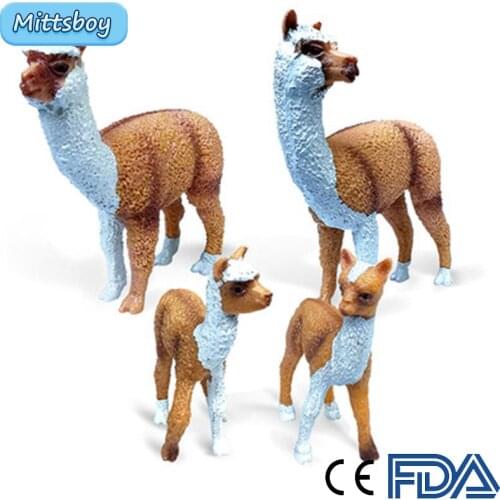 Simulation Wild Animal Zoo Farm Model Toy Alpaca Cub Ram Action Figure Cognition Educational Toy for Childrens Toy Gifts