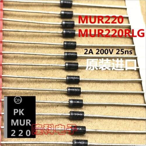 MUR220 Ultra Fast Recovery Diode MUR220RLG 2A 200V original ON imported DO-15 25ns
