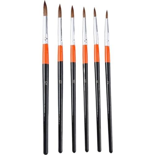 6 Pieces Nylon Hair Color Brush Set Wooden Handle Pointed Tip Brush Fine Detail