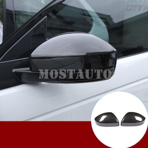 For Jaguar F-Pace X761 Carbon Fiber Style Rearview Mirror Trim Cover 2016-2019 2pcs Car Accessories Interior Car Decor Car Trim