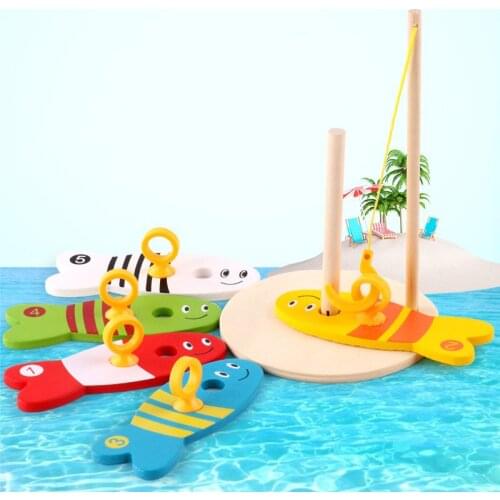 New Wooden Digital Fishing Set Toy Column Game Puzzle Early Education Toys Children Gifts