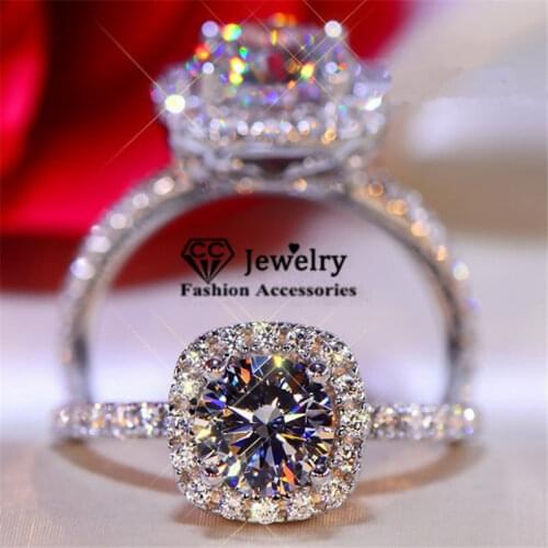 CC Engagement Rings For Women 925 Silver Square Cubic Zirconia Ring Wedding Vintage Luxury Elegant Fine Jewelry Femme CC035