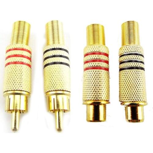 Gold Plated RCA Connectors Male Female Plug Adapter Solder Type for Audio Cable Plug Adapters Video CCTV Camera