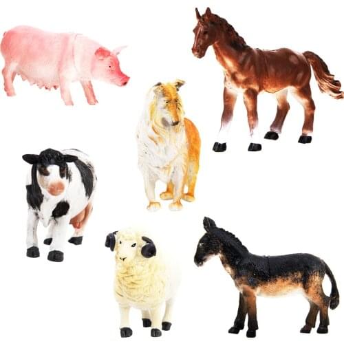 6 PCS Lifelike Farm Animals Model Kids Children Educational Learning Toy Gift