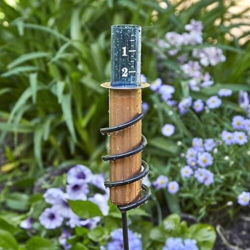 Garden Tools Copper Rain Gauge With Stake Floating Copper Rain Gauge High Accuracy Tube For Outdoors Lawn Garden In Stock
