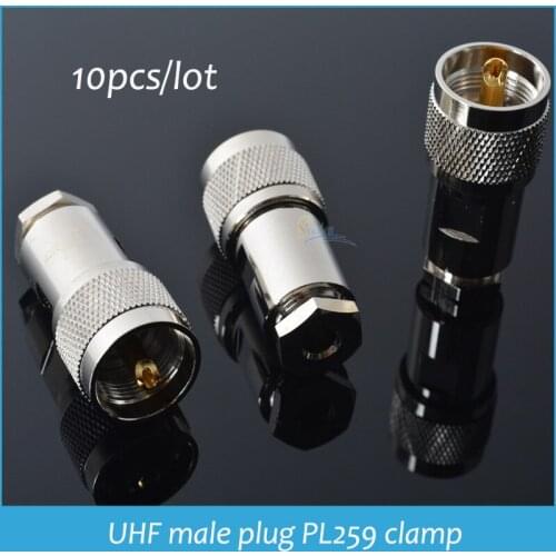 Sindax UHF male connector UHF adapter UHF male plug PL259 clamp RG58 LMR195 RG400 RG142 RF connector 10pcs Drop Shipping