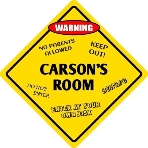 StickerPirate Carsons Room Funny Kids Room Door Warning Danger Metal Novelty Sign Aluminum