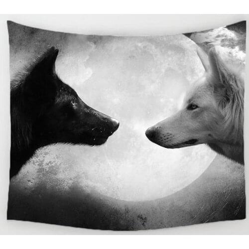 Light vs Dark Wolf Tapestry Wall Hanging Tapestry