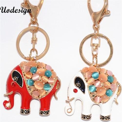 Uodesign New Cute Elephant Animal Keychains Car Keyring Fashion Key Chain Metal Key Ring Holder Gifts Trinket Wholesale