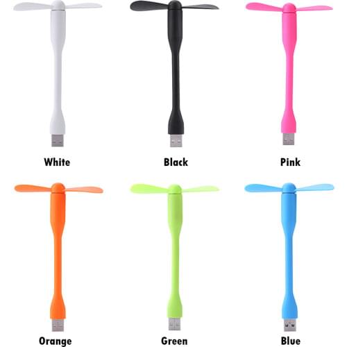 USB Fan Mini Flexible Bendable USB Fan for Power Bank Laptop PC AC Charger Portable Hand Fan Computer Summer Gadget