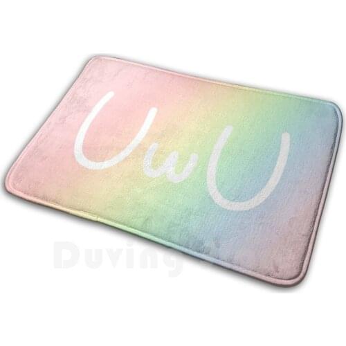 Uwu Pastel Rainbow Mat Rug Carpet Anti-Slip Floor Mats Bedroom Uwu Kawaii Face Sugoi Pink Rainbow Pastel Japanese Cute Mat Rug
