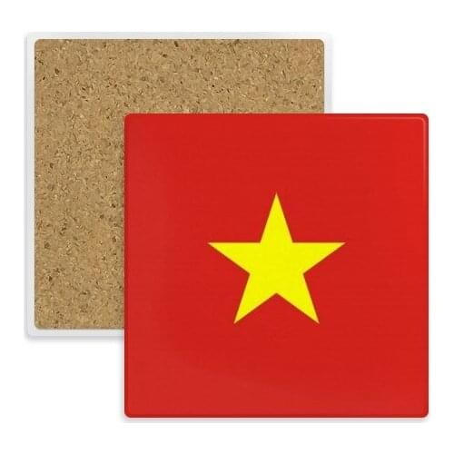 Vietnam National Flag Asia Country Square Coaster Cup Mug Holder Absorbent Stone for Drinks 2pcs Gift