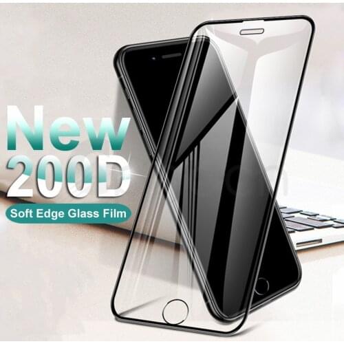 200D Curved Edge Protective Tempered Glass on the For iPhone 6S 6 7 8 Plus X XS Glass XR 11Pro Xs Max Screen Protector Film Case